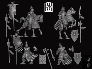 Goldene Horde: Commander mit Banner zu Fuß und beritten
